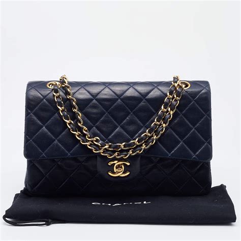 navy blue quilted chanel bag